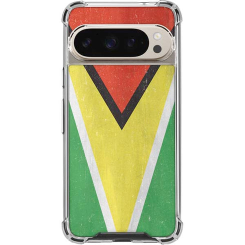 Guyana Flag Distressed Pixel 9/9 Pro Clear Case